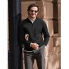 imageCOOFANDY Mens Quarter Zip Up Pullover Slim Fit Lightweight Mock Neck Long Sleeve SweatersBlack