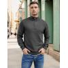 imageCOOFANDY Mens Quarter Zip Up Pullover Slim Fit Lightweight Mock Neck Long Sleeve SweatersDark Gray
