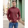 imageCOOFANDY Mens Quarter Zip Up Pullover Slim Fit Lightweight Mock Neck Long Sleeve SweatersDark Red