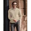 imageCOOFANDY Mens Quarter Zip Up Pullover Slim Fit Lightweight Mock Neck Long Sleeve SweatersKhaki