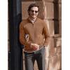 imageCOOFANDY Mens Quarter Zip Up Pullover Slim Fit Lightweight Mock Neck Long Sleeve SweatersLight Brown