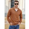 imageCOOFANDY Mens Quarter Zip Up Pullover Slim Fit Lightweight Mock Neck Long Sleeve SweatersLight Brown