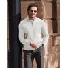 imageCOOFANDY Mens Quarter Zip Up Pullover Slim Fit Lightweight Mock Neck Long Sleeve SweatersWhite