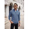 imageCOOFANDY Mens Quarter Zip Up Sweaters Slim Fit Casual Long Sleeve Knitted Mock Neck Pullover SweatersBlue