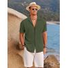 imageCOOFANDY Mens Ribbed Button Down Shirts Short Sleeve Casual Shirt with Pocket Summer Beach Camp TopsArmygreen