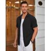 imageCOOFANDY Mens Ribbed Button Down Shirts Short Sleeve Casual Shirt with Pocket Summer Beach Camp TopsBlack