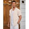 imageCOOFANDY Mens Ribbed Button Down Shirts Short Sleeve Casual Shirt with Pocket Summer Beach Camp TopsCream
