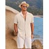 imageCOOFANDY Mens Ribbed Button Down Shirts Short Sleeve Casual Shirt with Pocket Summer Beach Camp TopsCream