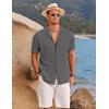 imageCOOFANDY Mens Ribbed Button Down Shirts Short Sleeve Casual Shirt with Pocket Summer Beach Camp TopsDark Grey