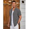 imageCOOFANDY Mens Ribbed Button Down Shirts Short Sleeve Casual Shirt with Pocket Summer Beach Camp TopsDark Grey