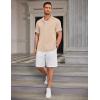 imageCOOFANDY Mens Ribbed Button Down Shirts Short Sleeve Casual Shirt with Pocket Summer Beach Camp TopsKhaki