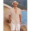imageCOOFANDY Mens Ribbed Button Down Shirts Short Sleeve Casual Shirt with Pocket Summer Beach Camp TopsKhaki