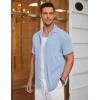 imageCOOFANDY Mens Ribbed Button Down Shirts Short Sleeve Casual Shirt with Pocket Summer Beach Camp TopsLight Blue