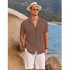 imageCOOFANDY Mens Ribbed Button Down Shirts Short Sleeve Casual Shirt with Pocket Summer Beach Camp TopsLight Brown