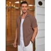 imageCOOFANDY Mens Ribbed Button Down Shirts Short Sleeve Casual Shirt with Pocket Summer Beach Camp TopsLight Brown