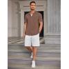imageCOOFANDY Mens Ribbed Button Down Shirts Short Sleeve Casual Shirt with Pocket Summer Beach Camp TopsLight Brown