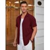 imageCOOFANDY Mens Ribbed Button Down Shirts Short Sleeve Casual Shirt with Pocket Summer Beach Camp TopsMaroon