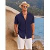 imageCOOFANDY Mens Ribbed Button Down Shirts Short Sleeve Casual Shirt with Pocket Summer Beach Camp TopsNavy Blue