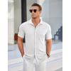 imageCOOFANDY Mens Ribbed Button Down Shirts Short Sleeve Casual Shirt with Pocket Summer Beach Camp TopsWhite