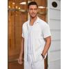 imageCOOFANDY Mens Ribbed Button Down Shirts Short Sleeve Casual Shirt with Pocket Summer Beach Camp TopsWhite
