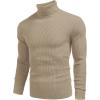 imageCOOFANDY Mens Ribbed Slim Fit Knitted Pullover Casual Turtleneck SweaterCamel Apricot