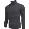 imageCOOFANDY Mens Ribbed Slim Fit Knitted Pullover Casual Turtleneck SweaterCharcoal Grey