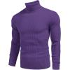 imageCOOFANDY Mens Ribbed Slim Fit Knitted Pullover Casual Turtleneck SweaterDark Purple