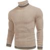 imageCOOFANDY Mens Ribbed Slim Fit Knitted Pullover Casual Turtleneck SweaterStripedblue  Army Green
