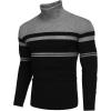 imageCOOFANDY Mens Ribbed Slim Fit Knitted Pullover Casual Turtleneck SweaterStripedgrey  Black