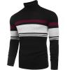 imageCOOFANDY Mens Ribbed Slim Fit Knitted Pullover Casual Turtleneck SweaterStripedlight Grey  Red