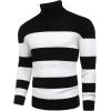 imageCOOFANDY Mens Ribbed Slim Fit Knitted Pullover Casual Turtleneck SweaterStripedwhite  Black