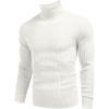 imageCOOFANDY Mens Ribbed Slim Fit Knitted Pullover Casual Turtleneck SweaterWhite