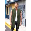 imageCOOFANDY Mens Ruffle Shawl Collar Cardigan Sleeveless Open Front Sleeveless Kimono VestArmy Green