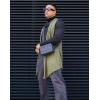 imageCOOFANDY Mens Ruffle Shawl Collar Cardigan Sleeveless Open Front Sleeveless Kimono VestArmy Green