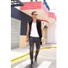 imageCOOFANDY Mens Ruffle Shawl Collar Cardigan Sleeveless Open Front Sleeveless Kimono VestBlack