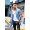 imageCOOFANDY Mens Ruffle Shawl Collar Cardigan Sleeveless Open Front Sleeveless Kimono VestBlue