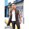imageCOOFANDY Mens Ruffle Shawl Collar Cardigan Sleeveless Open Front Sleeveless Kimono VestCoffee