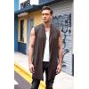 imageCOOFANDY Mens Ruffle Shawl Collar Cardigan Sleeveless Open Front Sleeveless Kimono VestCoffee