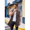 imageCOOFANDY Mens Ruffle Shawl Collar Cardigan Sleeveless Open Front Sleeveless Kimono VestCoffee