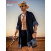 imageCOOFANDY Mens Ruffle Shawl Collar Lightweight Cardigan Long Kimono Jackets Open Front Drape Cape CoatAblack