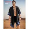 imageCOOFANDY Mens Ruffle Shawl Collar Lightweight Cardigan Long Kimono Jackets Open Front Drape Cape CoatAblack