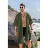 imageCOOFANDY Mens Ruffle Shawl Collar Lightweight Cardigan Long Kimono Jackets Open Front Drape Cape CoatArmy Green