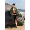 imageCOOFANDY Mens Ruffle Shawl Collar Lightweight Cardigan Long Kimono Jackets Open Front Drape Cape CoatArmy Green