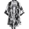 imageCOOFANDY Mens Ruffle Shawl Collar Lightweight Cardigan Long Kimono Jackets Open Front Drape Cape CoatBlack Tie Dye Print