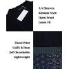 imageCOOFANDY Mens Ruffle Shawl Collar Lightweight Cardigan Long Kimono Jackets Open Front Drape Cape CoatNavy Blue