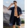 imageCOOFANDY Mens Ruffle Shawl Collar Lightweight Cardigan Long Kimono Jackets Open Front Drape Cape CoatNavy Blue