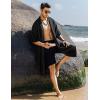 imageCOOFANDY Mens Ruffle Shawl Collar Lightweight Cardigan Long Kimono Jackets Open Front Drape Cape CoatTypebblack