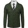 imageCOOFANDY Mens Shawl Collar Cardigan Sweater Slim Fit Button Down Cable Knitted Sweater with PocketsArmy Green