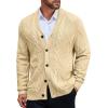 imageCOOFANDY Mens Shawl Collar Cardigan Sweater Slim Fit Button Down Cable Knitted Sweater with PocketsBeige
