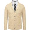 imageCOOFANDY Mens Shawl Collar Cardigan Sweater Slim Fit Button Down Cable Knitted Sweater with PocketsBeige